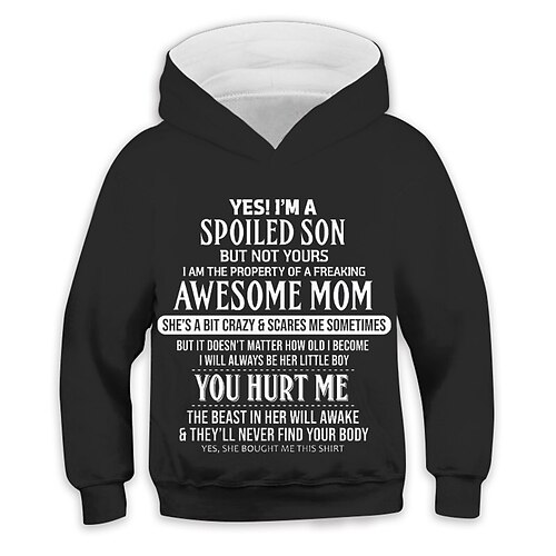 Kids Boys Hoodie Letter Outdoor 3D Print Long Sleeve Pocket Active 3-13 Years Fall Black
Kids Boys Hoodie Letter Outdoor 3D Print Long Sleeve Pocket Active 3-13 Years Fall Black