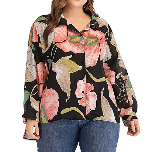 Women's Plus Size Tops Blouse Shirt Floral Button Print Long Sleeve Shirt Collar Streetwear Daily Going out Polyester Fall Spring Pink
Women's Plus Size Tops Blouse Shirt Floral Button Print Long Sleeve Shirt Collar Streetwear Daily Going out Polyester Fall Spring Pink
