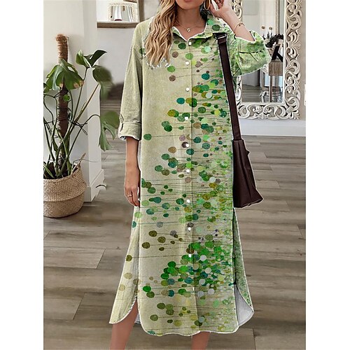Women's Shift Dress Midi Dress Green Purple Fuchsia 3/4 Length Sleeve Floral Button Print Fall Spring Shirt Collar Casual Fashion 2022 S M L XL XXL 3XL
Women's Shift Dress Midi Dress Green Purple Fuchsia 3/4 Length Sleeve Floral Button Print Fall Spring Shirt Collar Casual Fashion 2022 S M L XL XXL 3XL
