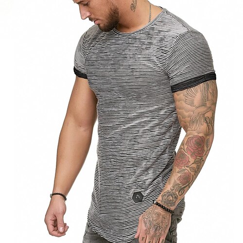 Men's T shirt Tee Striped Crew Neck Street Casual Print Short Sleeve Tops Fashion Breathable Comfortable Big and Tall Gray Yellow Red / Summer / Spring / Summer
Men's T shirt Tee Striped Crew Neck Street Casual Print Short Sleeve Tops Fashion Breathable Comfortable Big and Tall Gray Yellow Red / Summer / Spring / Summer