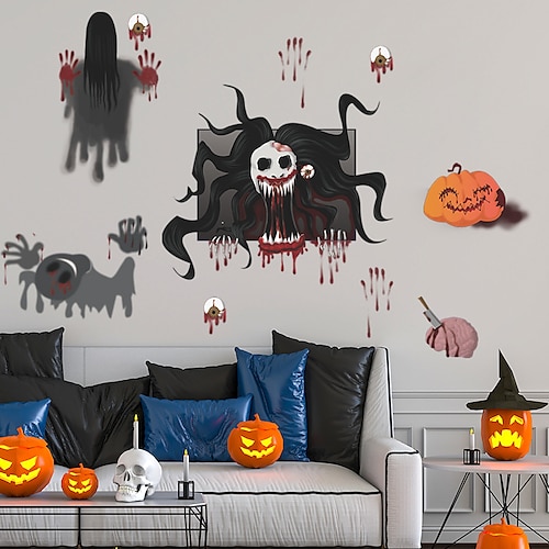 Halloween Pumpkin Skull Bloody Handprint Wall Stickers Bathroom / Living Room Removable / Pre-pasted PVC Home Decoration Wall Decal 2pcs
Halloween Pumpkin Skull Bloody Handprint Wall Stickers Bathroom / Living Room Removable / Pre-pasted PVC Home Decoration Wall Decal 2pcs