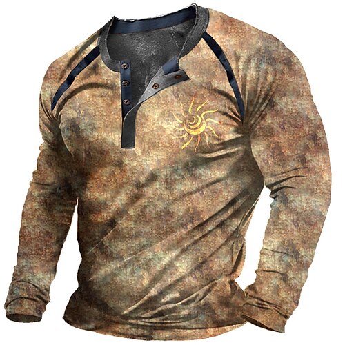 Men's Henley Shirt T shirt Tee 3D Print Graphic Patterned Sun Henley Street Casual Patchwork Button-Down Long Sleeve Tops Designer Basic Fashion Classic Brown / Summer
Men's Henley Shirt T shirt Tee 3D Print Graphic Patterned Sun Henley Street Casual Patchwork Button-Down Long Sleeve Tops Designer Basic Fashion Classic Brown / Summer