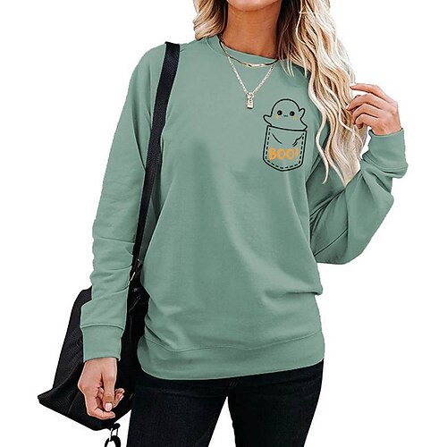 Women's Sweatshirt Pullover Active Streetwear Halloween Print Green White Black Graphic Ghost Punk Halloween Round Neck Long Sleeve S M L XL XXL
Women's Sweatshirt Pullover Active Streetwear Halloween Print Green White Black Graphic Ghost Punk Halloween Round Neck Long Sleeve S M L XL XXL