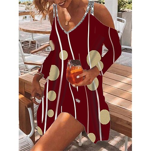 Women's A Line Dress Short Mini Dress Black Wine Navy Blue 3/4 Length Sleeve Geometric Sequins Cold Shoulder Print Fall Spring Spaghetti Strap Casual Fashion 2022 S M L XL XXL 3XL
Women's A Line Dress Short Mini Dress Black Wine Navy Blue 3/4 Length Sleeve Geometric Sequins Cold Shoulder Print Fall Spring Spaghetti Strap Casual Fashion 2022 S M L XL XXL 3XL