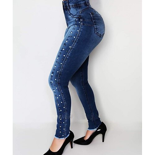 Women's Pants Trousers Jeans Denim Blue Mid Waist Fashion Casual Weekend Side Pockets Micro-elastic Full Length Comfort Plain S M L XL XXL / Slim
Women's Pants Trousers Jeans Denim Blue Mid Waist Fashion Casual Weekend Side Pockets Micro-elastic Full Length Comfort Plain S M L XL XXL / Slim