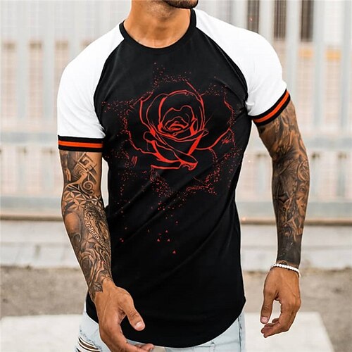 Men's T shirt Tee Hot Stamping Graphic Patterned Color Block Rose Crew Neck Street Daily Patchwork Print Short Sleeve Tops Designer Casual Fashion Comfortable Black / Summer
Men's T shirt Tee Hot Stamping Graphic Patterned Color Block Rose Crew Neck Street Daily Patchwork Print Short Sleeve Tops Designer Casual Fashion Comfortable Black / Summer