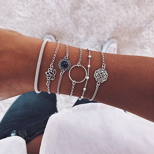 6stk Dame Armbånd Multi Layer Lotus Enkel Bohem Legering Armbånd Smykker Sølv Til Gave Ferie
6stk Dame Armbånd Multi Layer Lotus Enkel Bohem Legering Armbånd Smykker Sølv Til Gave Ferie