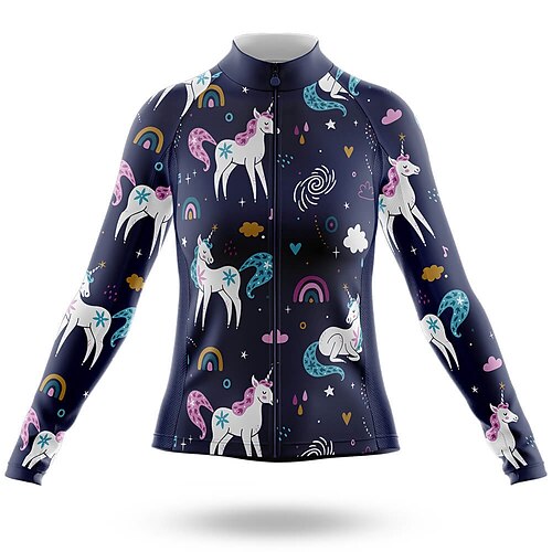 21Grams Women's Cycling Jersey Long Sleeve Bike Top with 3 Rear Pockets Mountain Bike MTB Road Bike Cycling Breathable Quick Dry Moisture Wicking Reflective Strips Dark Navy Unicorn Polyester Spandex
21Grams Women's Cycling Jersey Long Sleeve Bike Top with 3 Rear Pockets Mountain Bike MTB Road Bike Cycling Breathable Quick Dry Moisture Wicking Reflective Strips Dark Navy Unicorn Polyester Spandex