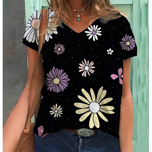 Women's T shirt Tee Flower Casual Floral T shirt Tee Short Sleeve Print V Neck Vintage Green S / 3D Print
Women's T shirt Tee Flower Casual Floral T shirt Tee Short Sleeve Print V Neck Vintage Green S / 3D Print