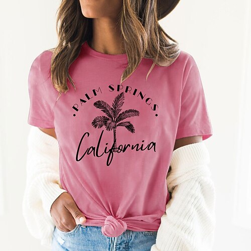 Women's T shirt Tee Basic Print Letter Basic Round Neck T-shirt Sleeve Standard Summer pea green Blue Pink Yellow Dark Pink
Women's T shirt Tee Basic Print Letter Basic Round Neck T-shirt Sleeve Standard Summer pea green Blue Pink Yellow Dark Pink