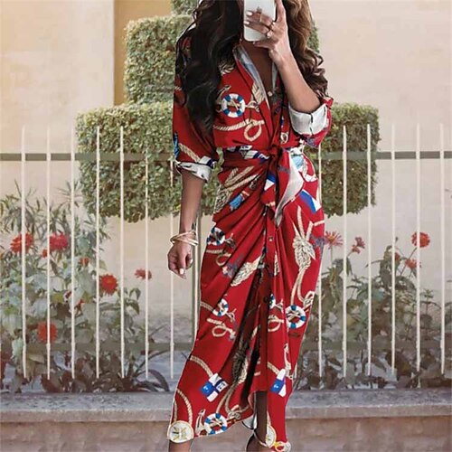 Women's A Line Dress Midi Dress Blue Khaki Red Navy Blue 3/4 Length Sleeve Floral Print Button Print Fall Spring Shirt Collar Fashion Modern 2022 S M L XL XXL 3XL
Women's A Line Dress Midi Dress Blue Khaki Red Navy Blue 3/4 Length Sleeve Floral Print Button Print Fall Spring Shirt Collar Fashion Modern 2022 S M L XL XXL 3XL