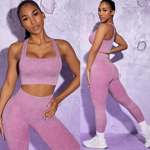 Women's Activewear Set Sports Bra with Tights Yoga Suit 2 Piece Seamless Solid Color Sports Bra Leggings Light Purple Dark Pink Yoga Fitness Gym Workout Tummy Control Butt Lift Breathable Sport
Women's Activewear Set Sports Bra with Tights Yoga Suit 2 Piece Seamless Solid Color Sports Bra Leggings Light Purple Dark Pink Yoga Fitness Gym Workout Tummy Control Butt Lift Breathable Sport