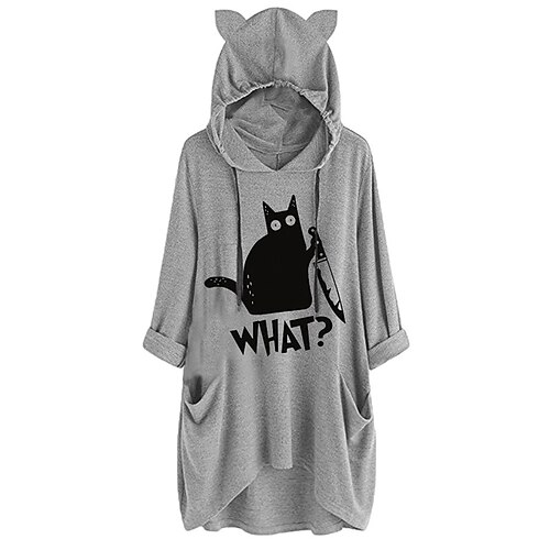 Women's Shift Dress Short Mini Dress Gray Long Sleeve Fall Cat Letter Animal Pocket Print Fall Spring Hooded Casual 2022 S M L XL XXL 3XL
Women's Shift Dress Short Mini Dress Gray Long Sleeve Fall Cat Letter Animal Pocket Print Fall Spring Hooded Casual 2022 S M L XL XXL 3XL