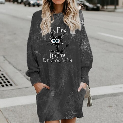 Women's Shift Dress Short Mini Dress Blue Gray Long Sleeve Cat Letter Animal Pocket Print Fall Winter Hooded Casual 2022 S M L XL XXL 3XL
Women's Shift Dress Short Mini Dress Blue Gray Long Sleeve Cat Letter Animal Pocket Print Fall Winter Hooded Casual 2022 S M L XL XXL 3XL