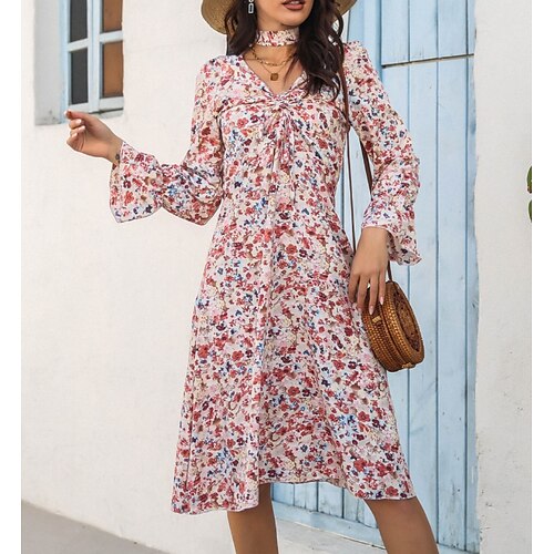Women's Swing Dress Midi Dress Pink Long Sleeve Floral Patchwork Print Fall Spring V Neck Fashion Modern 2022 S M L XL
Women's Swing Dress Midi Dress Pink Long Sleeve Floral Patchwork Print Fall Spring V Neck Fashion Modern 2022 S M L XL