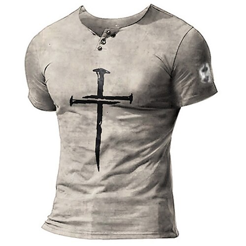 Men's T shirt Tee Henley Shirt Graphic Prints Cross Henley Gray Outdoor Casual Short Sleeve Button-Down Print Clothing Apparel Lightweight Breathable Big and Tall / Summer / Summer
Men's T shirt Tee Henley Shirt Graphic Prints Cross Henley Gray Outdoor Casual Short Sleeve Button-Down Print Clothing Apparel Lightweight Breathable Big and Tall / Summer / Summer
