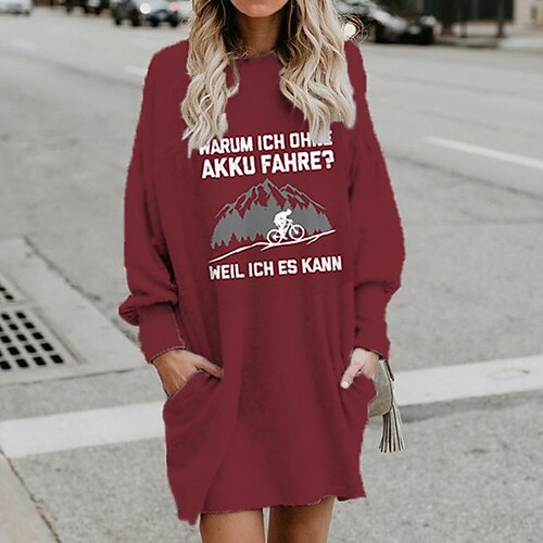 Women's Shift Dress Short Mini Dress Wine Long Sleeve Fall Letter Pocket Print Fall Winter Hooded Casual 2022 S M L XL XXL 3XL
Women's Shift Dress Short Mini Dress Wine Long Sleeve Fall Letter Pocket Print Fall Winter Hooded Casual 2022 S M L XL XXL 3XL