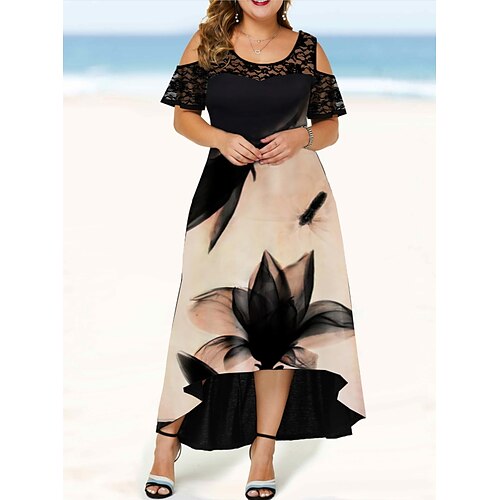 Women's Plus Size Holiday Dress Floral Crew Neck Ruched Short Sleeve Spring Summer Casual Maxi long Dress Daily Holiday Dress / Slim
Women's Plus Size Holiday Dress Floral Crew Neck Ruched Short Sleeve Spring Summer Casual Maxi long Dress Daily Holiday Dress / Slim