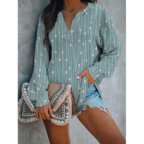 Women's T shirt Tee Polka Dot Striped Casual Weekend Painting T shirt Tee Long Sleeve Print V Neck Basic Essential Blue S / 3D Print
Women's T shirt Tee Polka Dot Striped Casual Weekend Painting T shirt Tee Long Sleeve Print V Neck Basic Essential Blue S / 3D Print