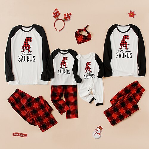 Family Look Christmas Pajamas Plaid Dinosaur Letter Causal Patchwork Black Long Sleeve Casual Matching Outfits
Family Look Christmas Pajamas Plaid Dinosaur Letter Causal Patchwork Black Long Sleeve Casual Matching Outfits