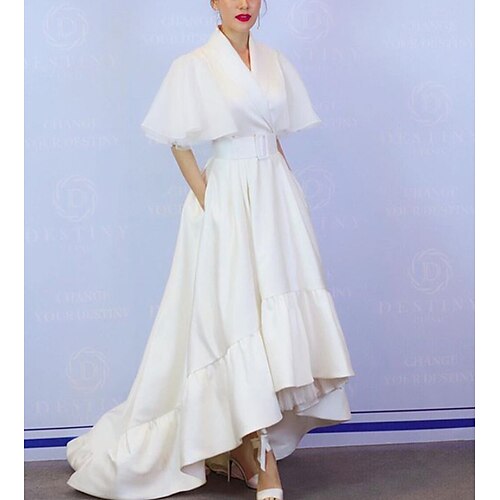 Women's Swing Dress Maxi long Dress White Short Sleeve Pure Color With Belt Plus High Low Fall Summer V Neck Fashion Modern 2022 S M L XL / Party Dress
Women's Swing Dress Maxi long Dress White Short Sleeve Pure Color With Belt Plus High Low Fall Summer V Neck Fashion Modern 2022 S M L XL / Party Dress