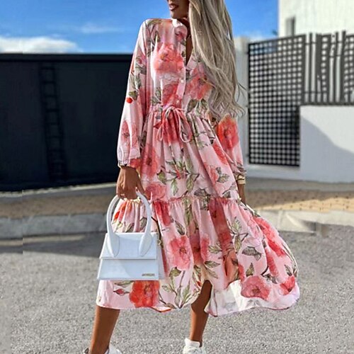 Women's Swing Dress Floral Dress Boho Dress Midi Dress Green Purple Pink Long Sleeve Floral Ruffle Fall Spring Stand Collar Romantic Weekend 2022 S M L XL XXL 3XL
Women's Swing Dress Floral Dress Boho Dress Midi Dress Green Purple Pink Long Sleeve Floral Ruffle Fall Spring Stand Collar Romantic Weekend 2022 S M L XL XXL 3XL