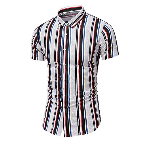 Men's Shirt Striped Turndown Street Daily Button-Down Short Sleeve Tops Casual Fashion Comfortable WhiteRed
Men's Shirt Striped Turndown Street Daily Button-Down Short Sleeve Tops Casual Fashion Comfortable WhiteRed