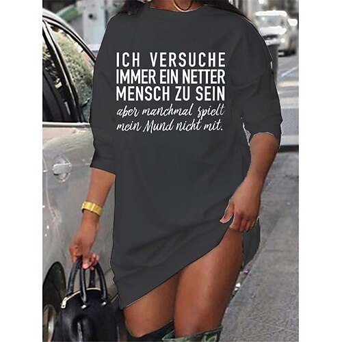 Women's Shift Dress Short Mini Dress Dark Gray Long Sleeve Letter Print Fall Spring Crew Neck Casual Fashion 2022 S M L XL XXL 3XL
Women's Shift Dress Short Mini Dress Dark Gray Long Sleeve Letter Print Fall Spring Crew Neck Casual Fashion 2022 S M L XL XXL 3XL