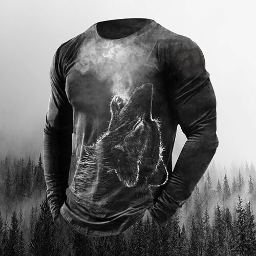 Men's T shirt Tee 3D Print Graphic Patterned Wolf Crew Neck Street Daily Long Sleeve Tops Casual Fashion Black
Men's T shirt Tee 3D Print Graphic Patterned Wolf Crew Neck Street Daily Long Sleeve Tops Casual Fashion Black