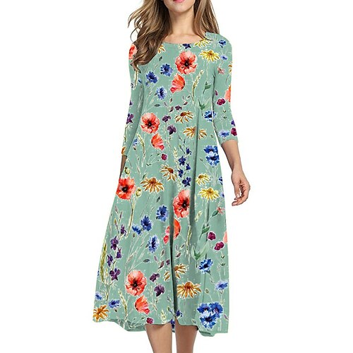 Women's Shift Dress Midi Dress Green 3/4 Length Sleeve Floral Ruched Print Fall Spring Round Neck Casual Vacation 2022 S M L XL XXL 3XL
Women's Shift Dress Midi Dress Green 3/4 Length Sleeve Floral Ruched Print Fall Spring Round Neck Casual Vacation 2022 S M L XL XXL 3XL