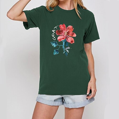 Women's T shirt Tee Graphic Patterned Home Daily Holiday Floral T shirt Tee Short Sleeve Round Neck Basic Essential 100% Cotton Green White Black S
Women's T shirt Tee Graphic Patterned Home Daily Holiday Floral T shirt Tee Short Sleeve Round Neck Basic Essential 100% Cotton Green White Black S