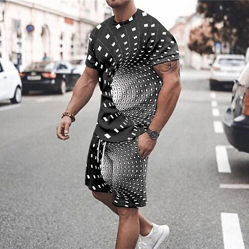 Men's T-shirt Suits Tennis Shirt Graphic Geometric Optical Illusion Crew Neck Green Blue Black 3D Print Street Daily Short Sleeve Print Clothing Apparel 2pcs Basic Fashion Lightweight Casual / Summer
Men's T-shirt Suits Tennis Shirt Graphic Geometric Optical Illusion Crew Neck Green Blue Black 3D Print Street Daily Short Sleeve Print Clothing Apparel 2pcs Basic Fashion Lightweight Casual / Summer