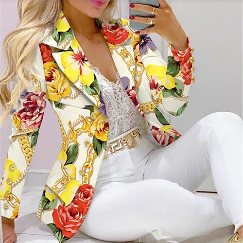 Women's Blazer Office / Career Work Fall Winter Regular Coat Regular Fit Breathable Stylish Street Style Jacket Long Sleeve Floral Pocket Blue Yellow
Women's Blazer Office / Career Work Fall Winter Regular Coat Regular Fit Breathable Stylish Street Style Jacket Long Sleeve Floral Pocket Blue Yellow