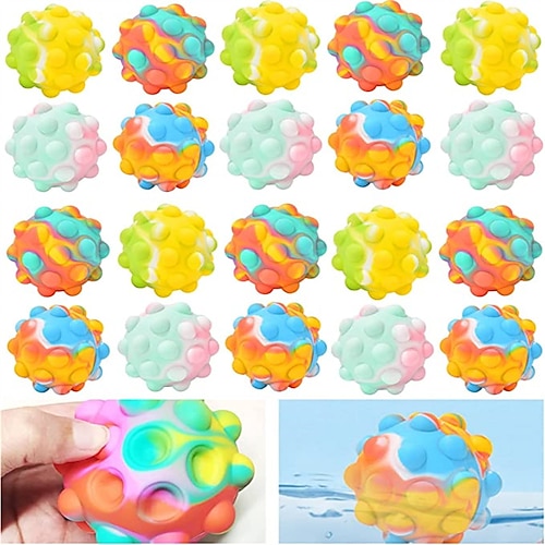 

12PCS Stress Balls Fidget Toys 3D Fidget Ball with Tie Dye Colors Thickened and Enlarged Pop Stress Balls Fidget Toy Could Hear Clear Sound When Press The Bubble Perfect Party Favors