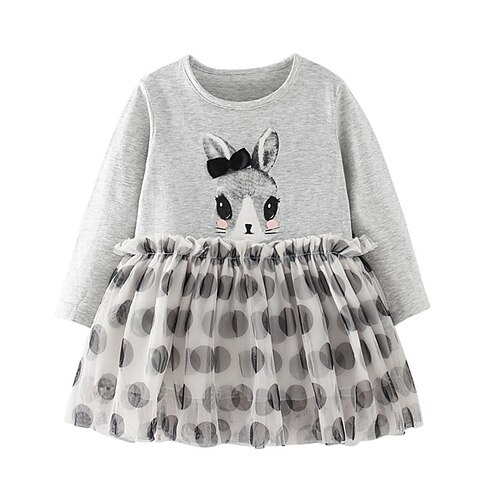 Kids Little Girls' Dress Polka Dot Rabbit Daily Vacation Gray Asymmetrical Long Sleeve Beautiful Cute Dresses Fall Spring Regular Fit 2-8 Years
Kids Little Girls' Dress Polka Dot Rabbit Daily Vacation Gray Asymmetrical Long Sleeve Beautiful Cute Dresses Fall Spring Regular Fit 2-8 Years
