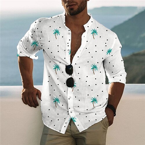 Men's Shirt 3D Print Coconut Tree Stand Collar Street Casual Button-Down Print Long Sleeve Tops Designer Casual Fashion Breathable White
Men's Shirt 3D Print Coconut Tree Stand Collar Street Casual Button-Down Print Long Sleeve Tops Designer Casual Fashion Breathable White