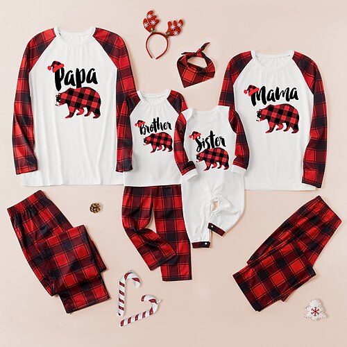 Family Look Christmas Pajamas Plaid Bear Letter Causal Patchwork White Long Sleeve Adorable Matching Outfits
Family Look Christmas Pajamas Plaid Bear Letter Causal Patchwork White Long Sleeve Adorable Matching Outfits
