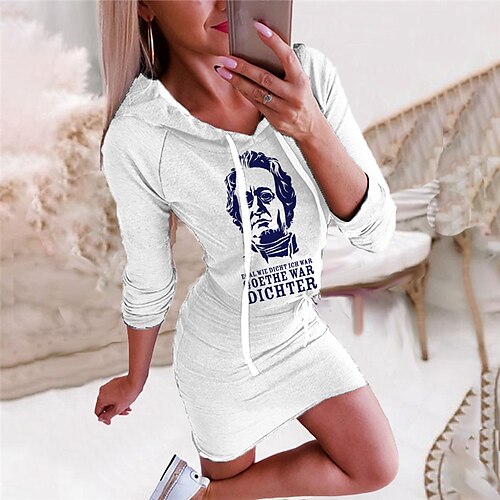 Women's Bodycon Short Mini Dress White Long Sleeve Print Letter Print Fall Spring Hooded Fashion 2022 S M L XL XXL 3XL
Women's Bodycon Short Mini Dress White Long Sleeve Print Letter Print Fall Spring Hooded Fashion 2022 S M L XL XXL 3XL