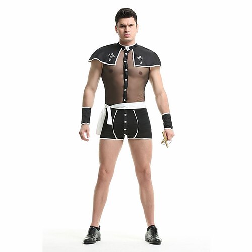 Pastor Cosplay Costume Masquerade Adults' Men's Masquerade Festival / Holiday Polyster Black Men's Easy Carnival Costumes Solid Colored / Top / Shorts / Top / Shorts
Pastor Cosplay Costume Masquerade Adults' Men's Masquerade Festival / Holiday Polyster Black Men's Easy Carnival Costumes Solid Colored / Top / Shorts / Top / Shorts