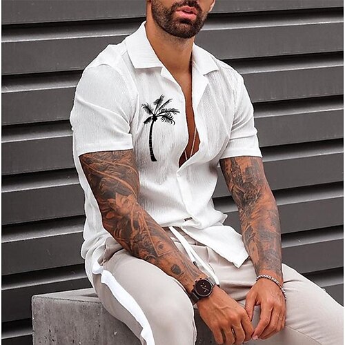 Men's Shirt Solid Color Coconut Tree Turndown Street Casual Button-Down Print Half Sleeve Tops Designer Casual Fashion Breathable White / Summer
Men's Shirt Solid Color Coconut Tree Turndown Street Casual Button-Down Print Half Sleeve Tops Designer Casual Fashion Breathable White / Summer