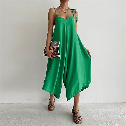 Women's Jumpsuit Backless Solid Color V Neck Casual Holiday Going out Regular Fit Sleeveless Green Black Khaki S M L Spring
Women's Jumpsuit Backless Solid Color V Neck Casual Holiday Going out Regular Fit Sleeveless Green Black Khaki S M L Spring