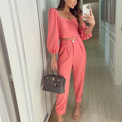 Women's Crop Top Shirt Pants Sets Streetwear Pink Yellow Casual Daily Solid Color Square Neck S M L XL XXL
Women's Crop Top Shirt Pants Sets Streetwear Pink Yellow Casual Daily Solid Color Square Neck S M L XL XXL