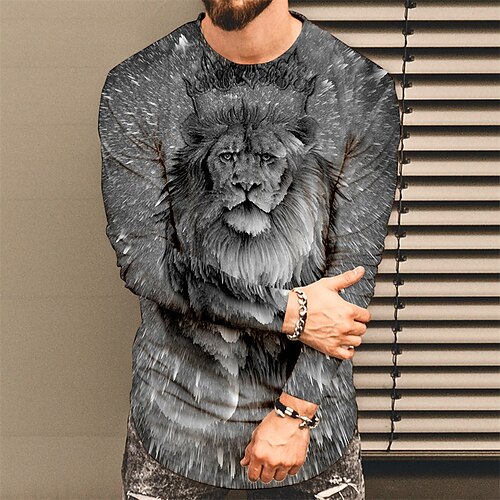 Men's T shirt Tee 3D Print Graphic Patterned Lion Crew Neck Street Daily Print Long Sleeve Tops Designer Casual Fashion Gray
Men's T shirt Tee 3D Print Graphic Patterned Lion Crew Neck Street Daily Print Long Sleeve Tops Designer Casual Fashion Gray
