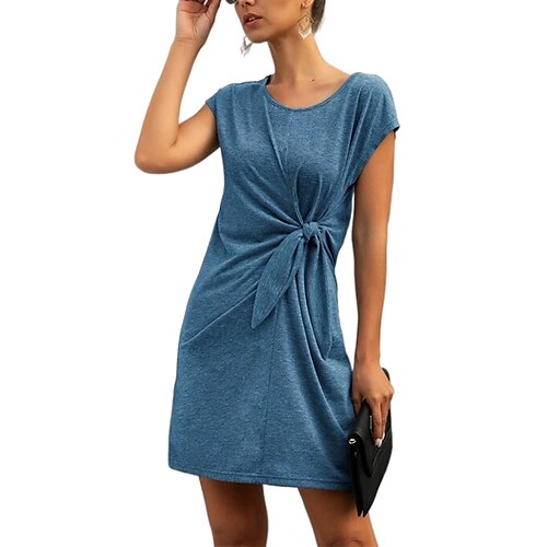 Women's A Line Dress Short Mini Dress Blue Dark Gray Short Sleeve Pure Color Knit Bow Spring Summer Crew Neck Casual Modern 2022 S M L XL XXL
Women's A Line Dress Short Mini Dress Blue Dark Gray Short Sleeve Pure Color Knit Bow Spring Summer Crew Neck Casual Modern 2022 S M L XL XXL