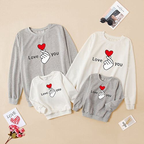 Family Look Sweatshirt Graphic Patterned Heart Letter Daily Print Multicolor Long Sleeve Daily Matching Outfits
Family Look Sweatshirt Graphic Patterned Heart Letter Daily Print Multicolor Long Sleeve Daily Matching Outfits