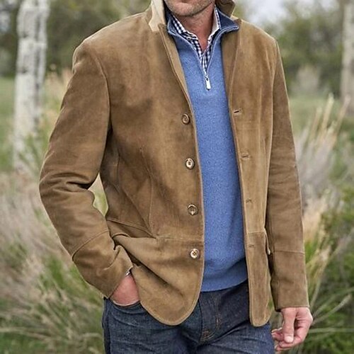 Men's Jacket Blazer Windproof Warm Street Daily Holiday Single Breasted Turndown Streetwear Casual Smart Casual Jacket Outerwear Solid Color Pocket Retro Brown
Men's Jacket Blazer Windproof Warm Street Daily Holiday Single Breasted Turndown Streetwear Casual Smart Casual Jacket Outerwear Solid Color Pocket Retro Brown