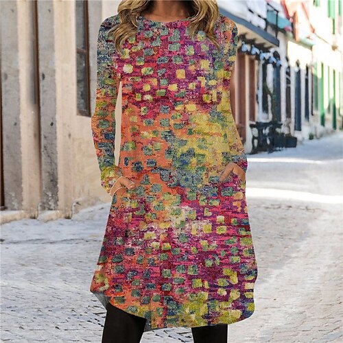 Women's Shift Dress Knee Length Dress Wine Rainbow Long Sleeve Floral Color Block Pocket Print Fall Spring Crew Neck Casual Vacation 2022 S M L XL XXL 3XL
Women's Shift Dress Knee Length Dress Wine Rainbow Long Sleeve Floral Color Block Pocket Print Fall Spring Crew Neck Casual Vacation 2022 S M L XL XXL 3XL