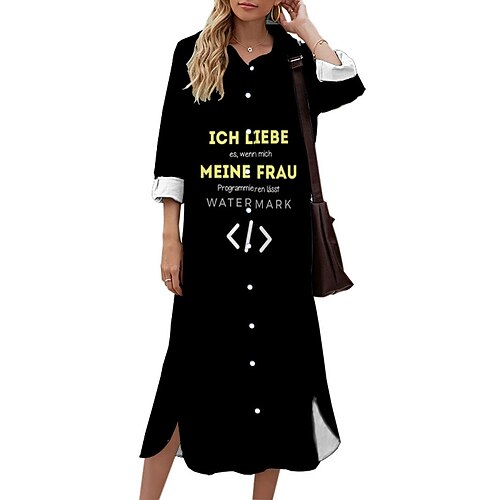 Women's Shift Dress Midi Dress Black 3/4 Length Sleeve Letter Button Print Fall Spring Shirt Collar Casual Fashion 2022 S M L XL XXL 3XL
Women's Shift Dress Midi Dress Black 3/4 Length Sleeve Letter Button Print Fall Spring Shirt Collar Casual Fashion 2022 S M L XL XXL 3XL