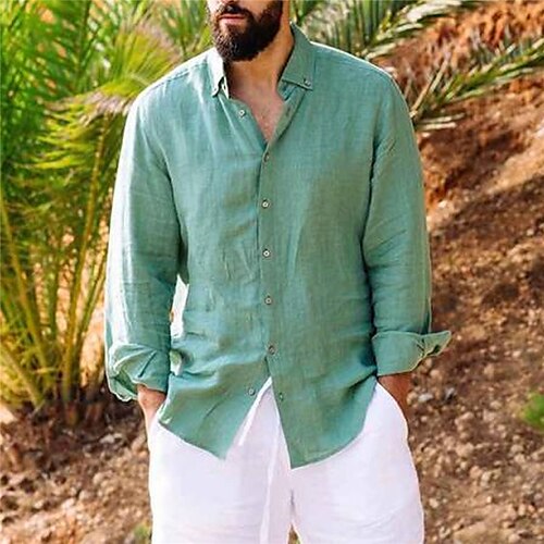 Men's Shirt Solid Color Collar Street Casual Button-Down Long Sleeve Tops Designer Casual Fashion Big and Tall Green / Fall / Spring
Men's Shirt Solid Color Collar Street Casual Button-Down Long Sleeve Tops Designer Casual Fashion Big and Tall Green / Fall / Spring