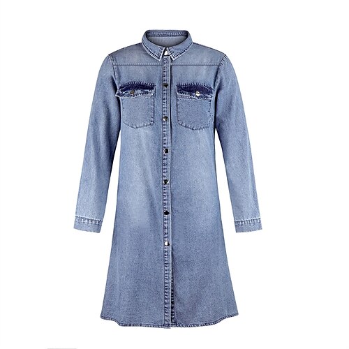 Women's Plus Size Holiday Dress Solid Color Shirt Collar Long Sleeve Fall Winter Casual Knee Length Dress Daily Date Dress
Women's Plus Size Holiday Dress Solid Color Shirt Collar Long Sleeve Fall Winter Casual Knee Length Dress Daily Date Dress